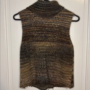 Cato Brown and Tan SleevelessTurtleneck Sweater